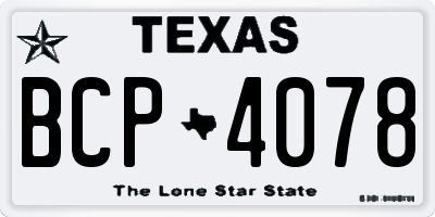 TX license plate BCP4078