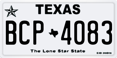 TX license plate BCP4083