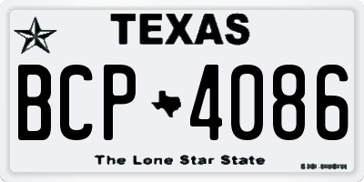 TX license plate BCP4086