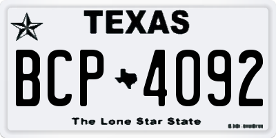 TX license plate BCP4092