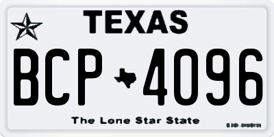 TX license plate BCP4096