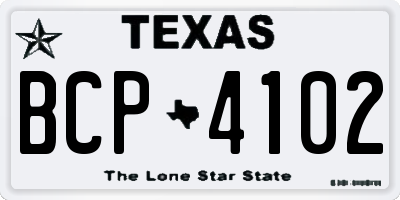TX license plate BCP4102