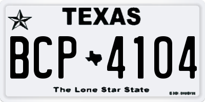 TX license plate BCP4104