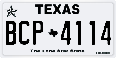TX license plate BCP4114