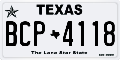 TX license plate BCP4118