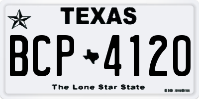 TX license plate BCP4120