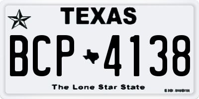 TX license plate BCP4138