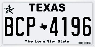 TX license plate BCP4196