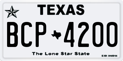 TX license plate BCP4200