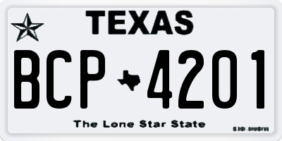 TX license plate BCP4201