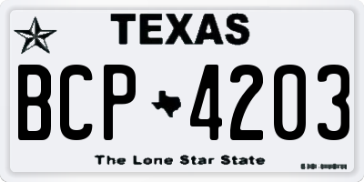 TX license plate BCP4203