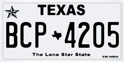 TX license plate BCP4205