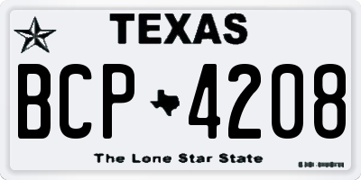 TX license plate BCP4208