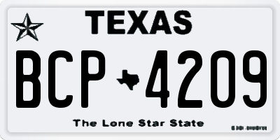 TX license plate BCP4209
