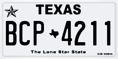 TX license plate BCP4211
