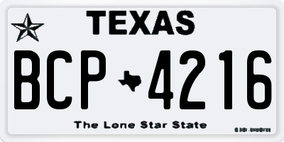 TX license plate BCP4216