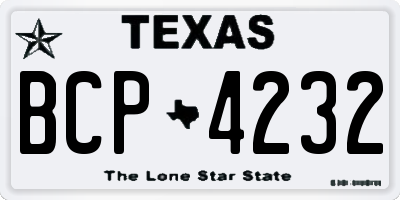 TX license plate BCP4232