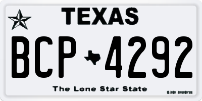 TX license plate BCP4292