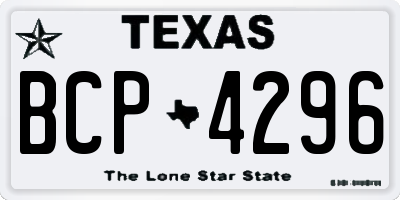 TX license plate BCP4296