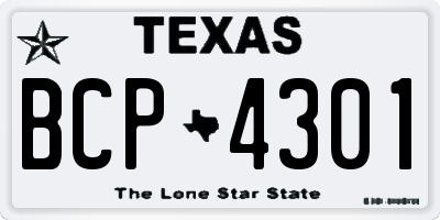 TX license plate BCP4301