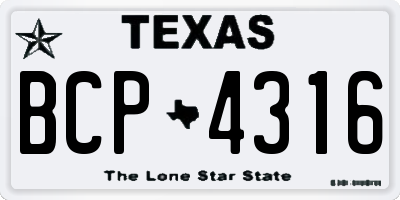 TX license plate BCP4316