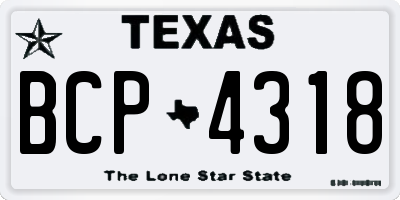 TX license plate BCP4318