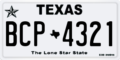 TX license plate BCP4321