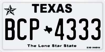 TX license plate BCP4333