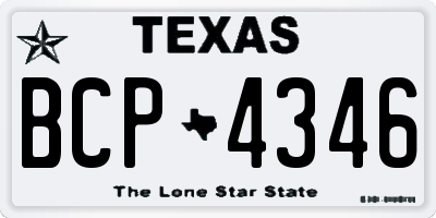 TX license plate BCP4346