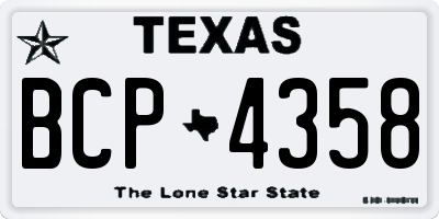TX license plate BCP4358