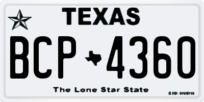 TX license plate BCP4360