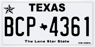 TX license plate BCP4361