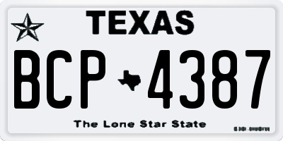TX license plate BCP4387