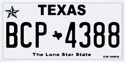 TX license plate BCP4388