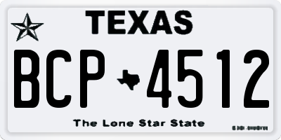 TX license plate BCP4512