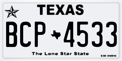 TX license plate BCP4533