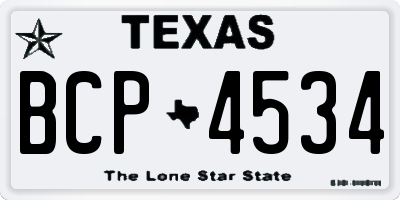 TX license plate BCP4534