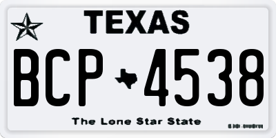 TX license plate BCP4538