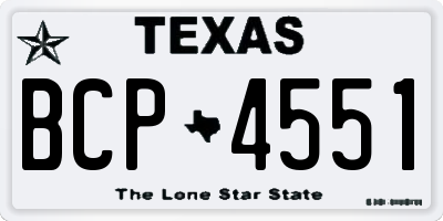 TX license plate BCP4551