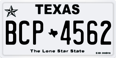 TX license plate BCP4562