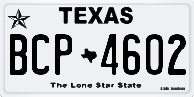 TX license plate BCP4602