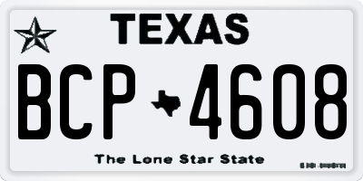 TX license plate BCP4608