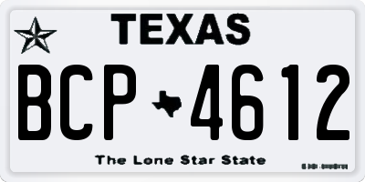 TX license plate BCP4612