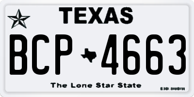 TX license plate BCP4663