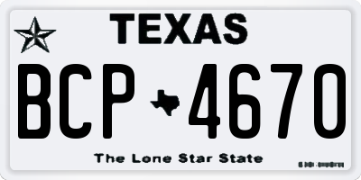 TX license plate BCP4670