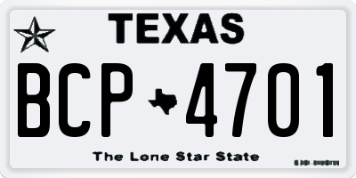 TX license plate BCP4701