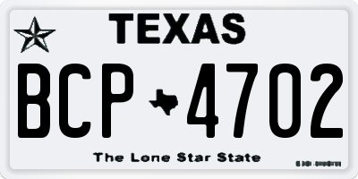 TX license plate BCP4702