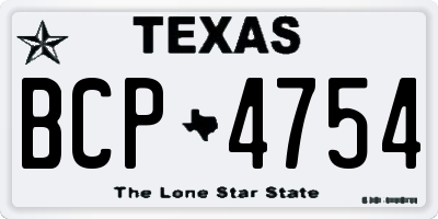 TX license plate BCP4754