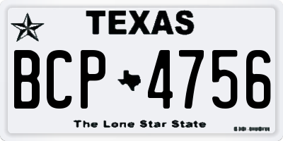 TX license plate BCP4756