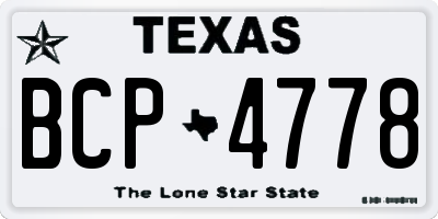 TX license plate BCP4778